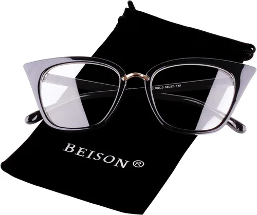 Vista 3 de Lente clara del marco de las gafas de la moda de la MOD del ojo del gato para mujer