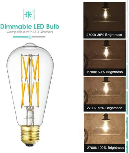 Vista 8 de Leools Bombilla LED Edison vintage de 10 W, regulable, equivalente a 100 W, bombillas de filamento de estilo antiguo, vidrio transparente, blanco