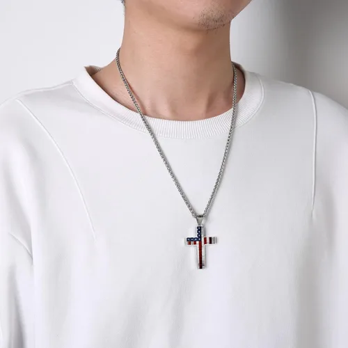 Vista 3 de JUHIOPOI Cross Pendant Necklace For Mens Women Jewelry Religious Pendant Chain Necklace