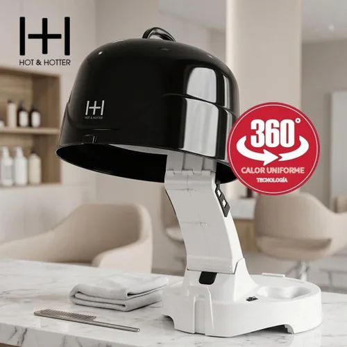 Vista 3 de Annie Hot & Hotter - Secador de campana iónico de cerámica extra grande 2500, 8 libras Negro / Blanco
