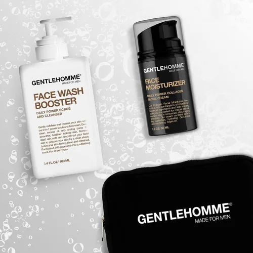Vista 2 de Gentlehomme Kit facial – bolsa, crema facial y limpiador para hombres, esenciales para la cara para viajes, juego de cuidado de la piel de viaje