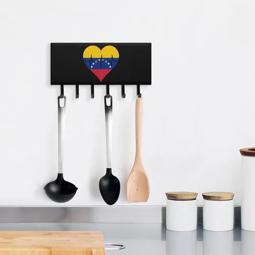 Vista 7 de Love Venezuela - Llavero decorativo para pared, con 5 ganchos, para oficina en casa