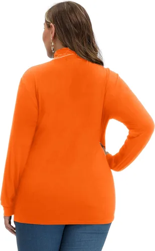Vista 2 de Camiseta delgada y ligera de manga larga con cuello alto falso para mujer