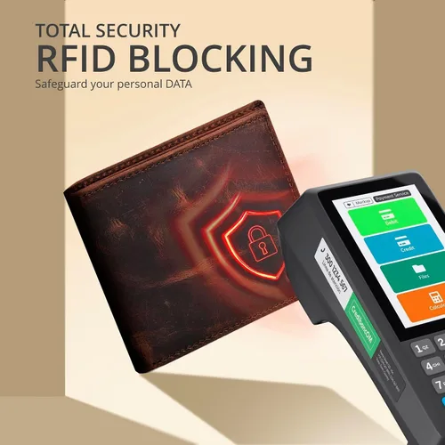 Vista 11 de Carteras RFID delgadas para hombres - Cartera de bolsillo frontal de piel genuina