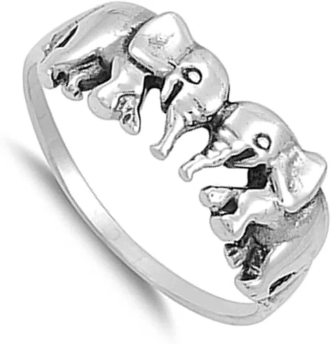 Vista 3 de Elija su anillo destacado de elefante de plata
