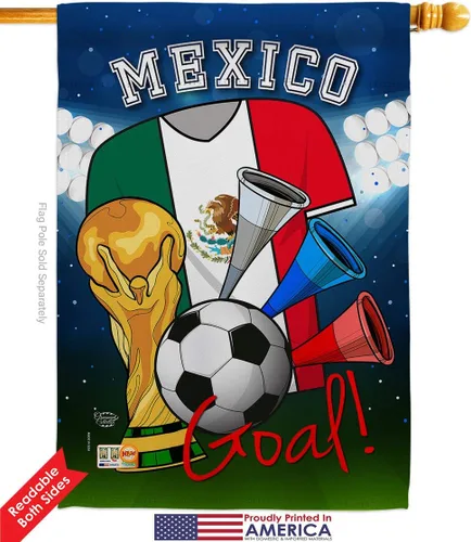 Vista 2 de HG192101 World Cup México Fútbol Intereses Deportes Impresiones Decorativas Casa Vertical 28" X 40" Jardín 13" 18.5" Doble Cara Bandera Impreso