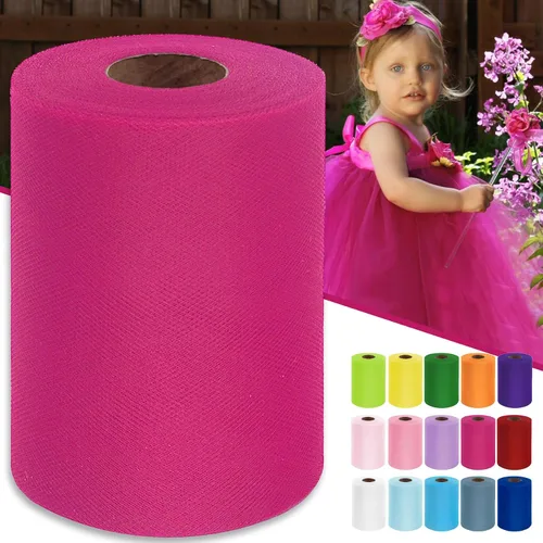 Vista 46 de Rollos de tela de tul verde ácido de 6 pulgadas por 100 yardas (300 pies) Cinta de tul para tutú, falda, envoltorio de regalo, decoración de boda