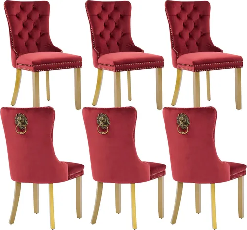 Vista 49 de Juego de 2 sillas de comedor de terciopelo beige, modernas sillas de cocina tapizadas