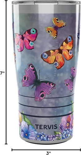 Vista 9 de Tervis Traveler Traveler Butterfly Garden - Vaso aislado de triple pared para viaje mantiene las bebidas frías y calientes, 20 onzas, acero