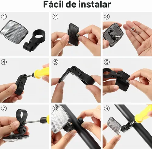 Vista 5 de Maitys Kit de 6 reflectores delanteros y traseros para bicicleta