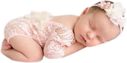 Vista 7 de Vemonllas Accesorios de fotografía para recién nacidos, diadema floral y parte trasera abierta, trajes de accesorios para fotos