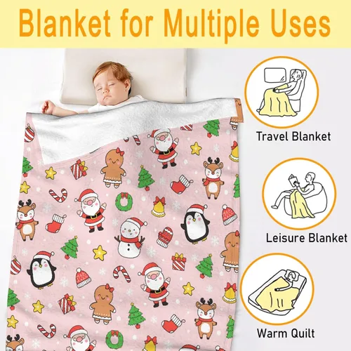 Vista 4 de Manta de Navidad – Decoración para sofá, cama, sala de estar – Manta de regalo para niñas, niños, niños pequeños/cuna, 30 x 40 pulgadas
