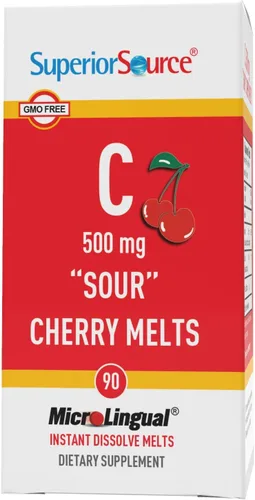 Vista 3 de Superior Source Vitamina C 500 mg MicroLignual Tablets – Tamponado VIT C Sour Cherry Melts – Potenciador del sistema inmunológico, vitaminas