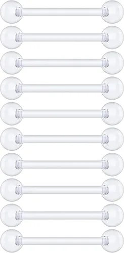 Vista 19 de Anillos de plástico para pezón – Anillos de lengua transparentes – Piercing hipoalergénico recto Bioflex
