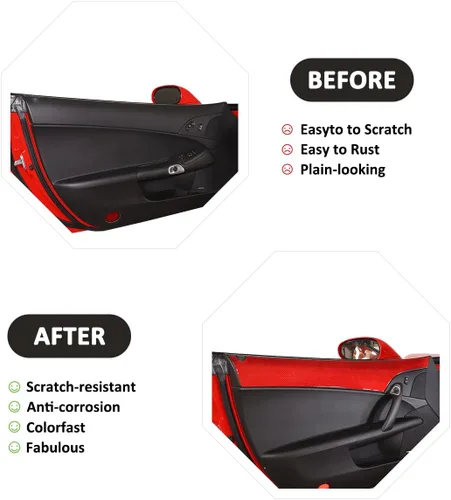 Vista 2 de 2 piezas de fibra de carbono para panel de puerta delantera interior reposabrazos decoración interior para Chevrolet Corvette C6 2005-2013 panel