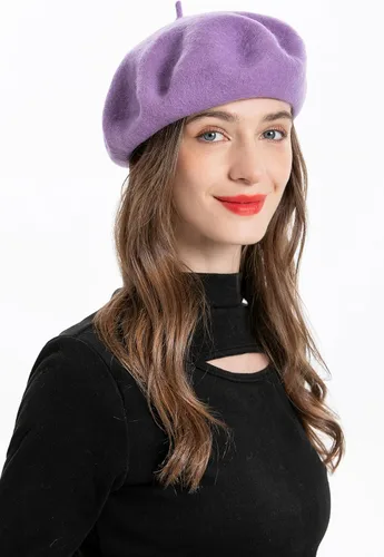 Vista 212 de ZLYC - Boina francesa de lana unicolor para mujeres y niñas