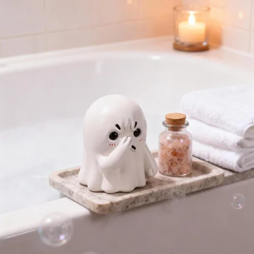 Vista 5 de Figura pequeña de fantasma con nariz de sujeción, bonita estatua de baño de fantasma, decoración de Halloween para interiores, para escritorio