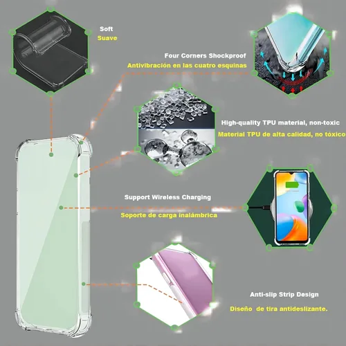 Vista 7 de USTIYA Funda para Motorola One Vision Clear TPU Cuatro Esquinas Cubierta Protectora Transparente Suave Funda