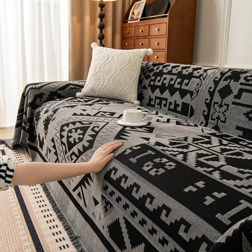Vista 11 de ROOMLIFE Manta de sofá estilo azteca boho para sillones de 2/3 cojines, fundas de sofá lavables y antideslizantes aptas para mascotas, protector