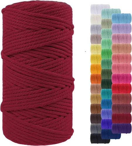 Vista 10 de Cordón de macramé de 0.079 pulgadas, cuerda de algodón natural de 109 yardas, hilo de cuerda de macramé para manualidades, ganchos de pared