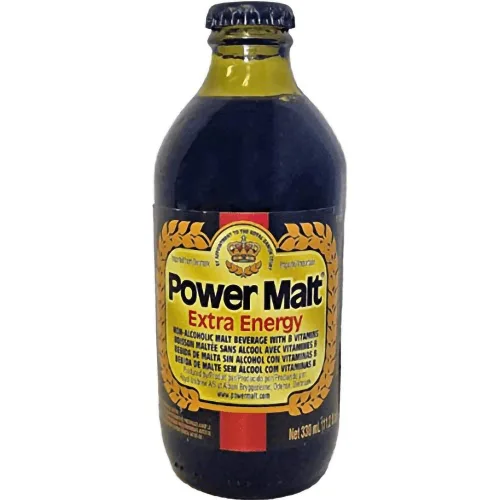 Vista 2 de Power Malt, Extra Energy, bebida de malta sin alcohol, botella de vidrio de 11 oz (paquete de 10, total de 110 onzas líquidas)