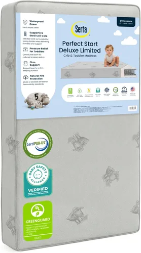 Vista 9 de Serta Perfect Start Colchón transpirable de dos etapas limitada para cuna y colchón para niños - Funda transpirable y núcleo de fibra, funda lavable