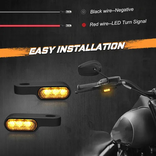 Vista 4 de NTHREEAUTO Luces intermitentes LED mini para manillar, luz marcadora delantera para motocicleta, compatible con Honda Shadow Harley Dyna Sportster