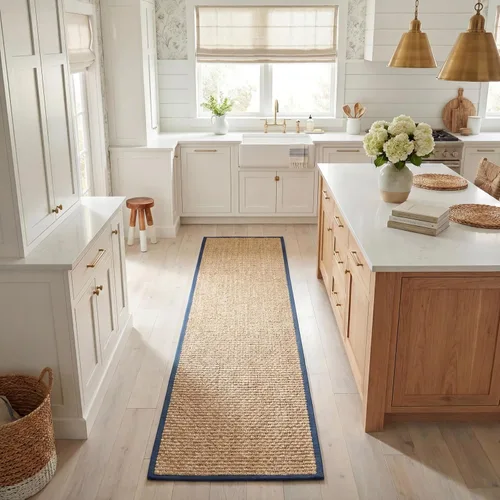 Vista 10 de SAFAVIEH Natural Fiber Collection NF114A - Alfombra de pasillo de hierba marina con patrón de tejido de cesta y borde, de 2 pies 6 pulgadas x 16