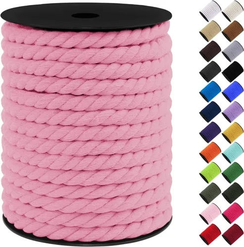 Vista 35 de Cordón de macramé de algodón, 0.315 in x 131 pies, hilo grueso para manualidades, cuerda trenzada de 3 hebras para colgar en la pared, ganchos
