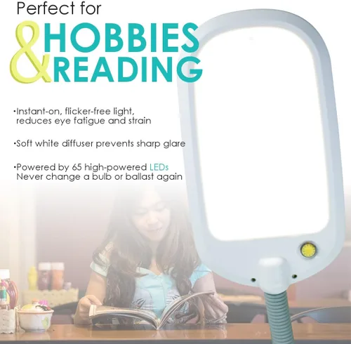 Vista 4 de HomeConcept LED Desk Lamp Bright-Reader Full Spectrum Hi-Output 2,100 LUX, Dimmable, Energy Efficient 12w, 6,400k (for Paperwork, Reading, Knitting)