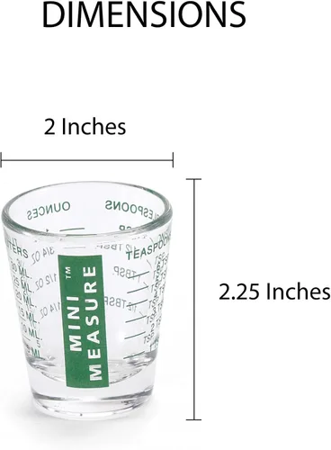 Vista 2 de Kolder Mini Medidor de Vidrio Pesado, 20 Medidas Incrementales Multiusos para Líquidos y Secos Vaso Medidor de Chupito, Verde, Juego de 2