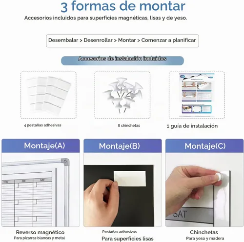Vista 7 de Calendario magnético extra grande de borrado en seco, 38 x 50 pulgadas