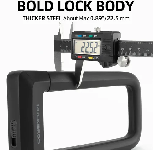 Vista 5 de ROCKBROS Bike U Lock Anti Robo Silicona Cubierta Soporte de Montaje Max 22.5MM 1.76 libras, revestimiento de silicona sin rasguños, soporte