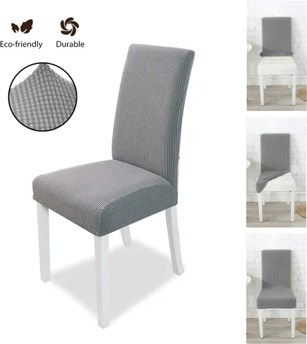 Vista 2 de PETCUTE Fundas elásticas para sillas de comedor, fundas elásticas antideslizantes para sillas de comedor, color gris, paquete de 2