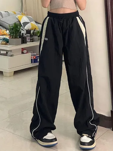 Vista 2 de RICHTRUE Pantalones deportivos Y2k para mujer, pantalones holgados Y2k, pantalones de paracaídas Y2k, ropa Y2k, pantalones Y2k para mujer