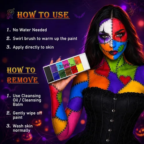 Vista 5 de UCANBE Athena Basic Face Body Paint Palette 12 Colors Oil-Based SFX Kit