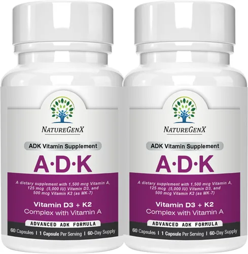 Vista 9 de NatureGenX ADK Suplemento vitamínico de 5000 UI – Vitaminas A, D3 y K2 de alta potencia para la salud ósea y absorción de calcio Suplemento