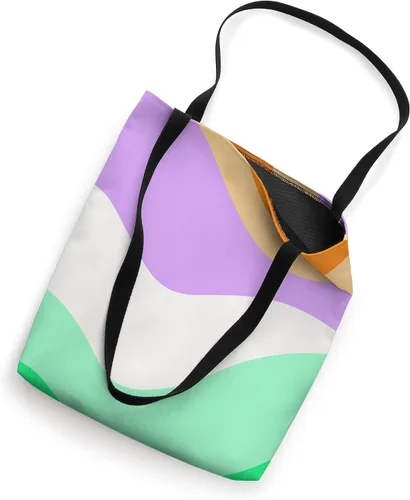 Vista 2 de Retro Waves Swirls Pastel Rainbow Wavy Stripes 70s Aesthetic Tote Bag