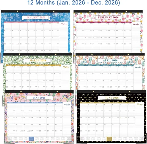 Vista 6 de Calendario de escritorio 2026 - Calendario de escritorio grande 2026, 22 x 17 pulgadas, enero de 2026 - diciembre de 2026, planificación de 12
