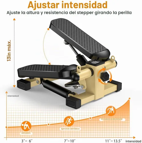 Vista 4 de HCOIW Mini Stepper for Exercise at Home,Stair Stepper with Resistance Bands Compact Stepping Machine with 300 lb Weight Capacity, Full Body