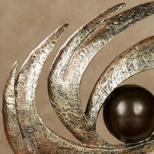 Vista 4 de Touch of Class Movimiento Terrestre Contemporáneo – Oro Envejecido – Escultura de Mesa Arte Decorativo – Estética Abstracta Moderna, Diseño