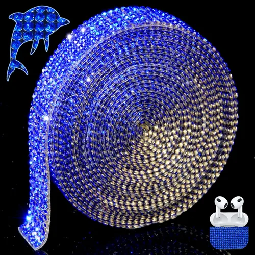 Vista 9 de Cinta de Cristal Brillante con Diamantes de Imitación Autoadhesiva para Planchar DIY con Purpurina Pegatinas de Diamantes para Manualidades Negro