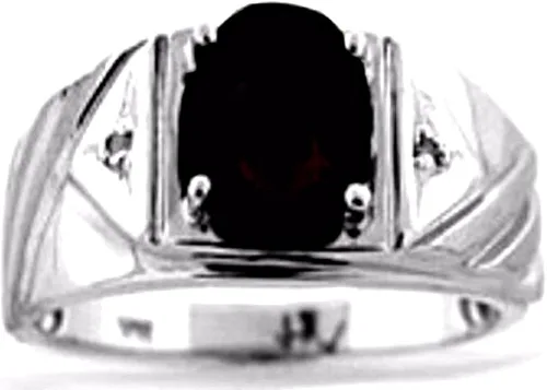 Vista 3 de RYLOS - Anillos para hombre de oro blanco de 14 quilates - Anillo de diamante y ojo de tigre 0.315 x 0.236in de color piedra preciosa anillos