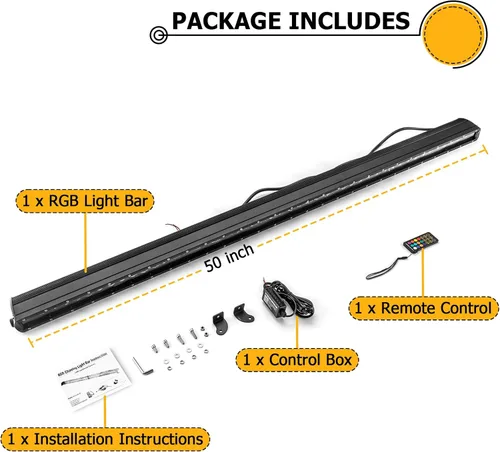 Vista 5 de WeiSen - Kit de barra de luz LED RGBW de 50 pulgadas y 288 W, compatible con Can Am Maverick X3 Max 2017-2025 Kit de arnés de cableado, soporte