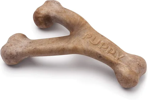 Vista 14 de Benebone Puppy Wishbone - Juguete masticable para perro, fabricado en Estados Unidos, sabor a tocino real, pequeño