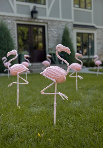 Vista 6 de Figura de Flamingo Rosa de 30 Pulgadas que Brilla en la Oscuridad Multicolor
