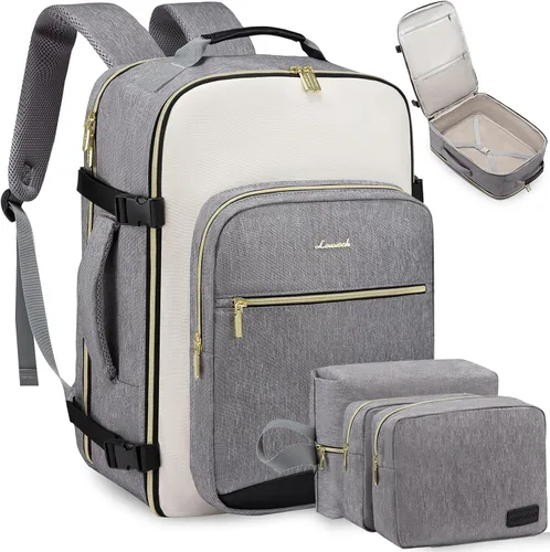 Vista 22 de LOVEVOOK Mochila de viaje grande para mujeres y hombres, mochila de transporte de 40 litros para aviones, bolsa de viaje para artículos personales