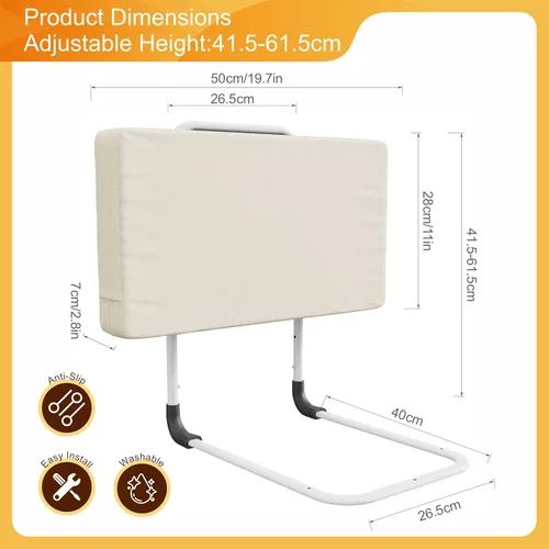 Vista 2 de Riel de cama para niños pequeños, protector de cama ajustable para camas individuales y matrimoniales, rieles de seguridad de cama para niños