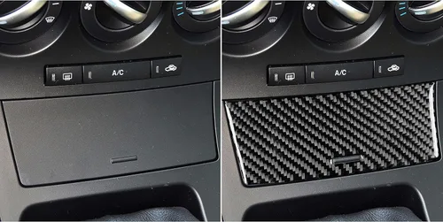 Vista 4 de Accesorios de fibra de carbono suave real para interior de coche, panel de cambio de marchas, cubierta de cenicero, calcomanía negra compatible