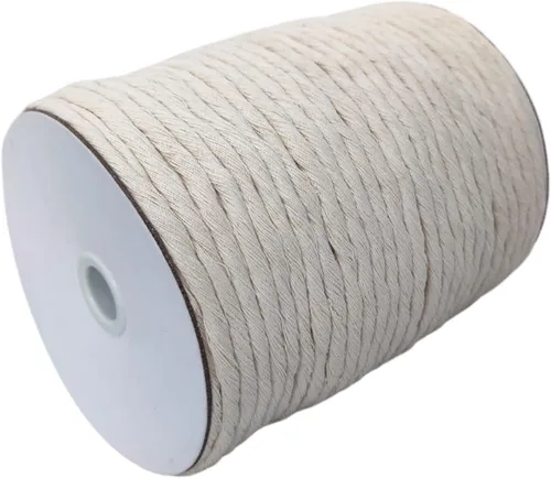Vista 10 de Cordón de macramé de algodón natural de 0.157 in, 193 yardas (579 pies), color beige, cuerda suave 100% natural, fácil de desenredar. Ideal